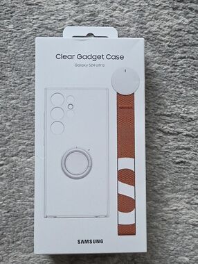 Samsung Clear Gadget Case with Orange Strap for Galaxy S24 Ultra